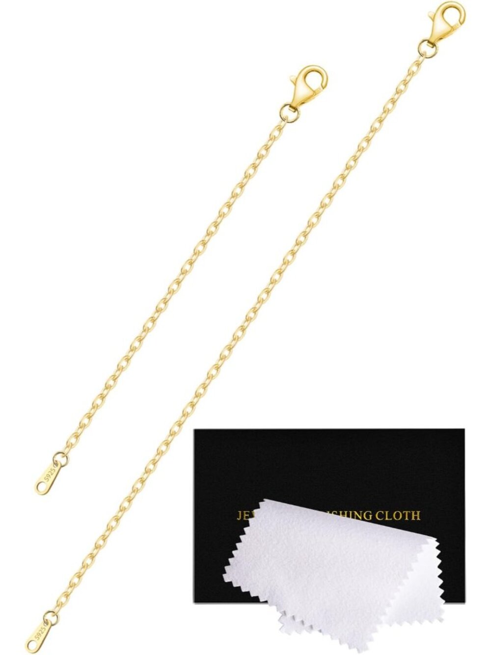 Gold Necklace Extender 14K Gold Plated Durable Necklace Extender, 925 Sterling S - Picture 1 of 7